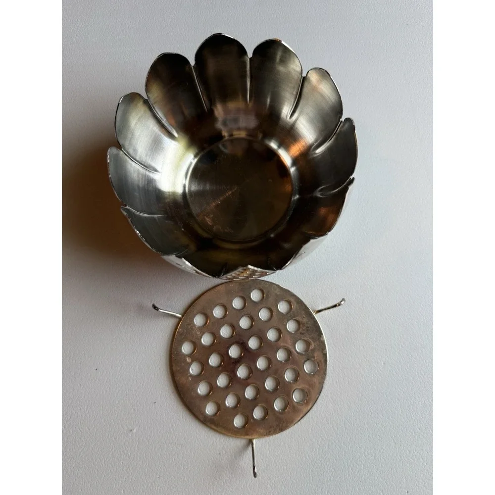 Vintage Silverplated Lotus Flower Frog Vase Made in Italy